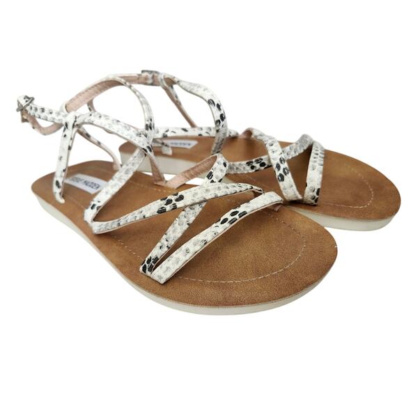 Steve Madden Size 7 Snake Skin Look Sandals Strappy Ankle - Picture 1 of 4